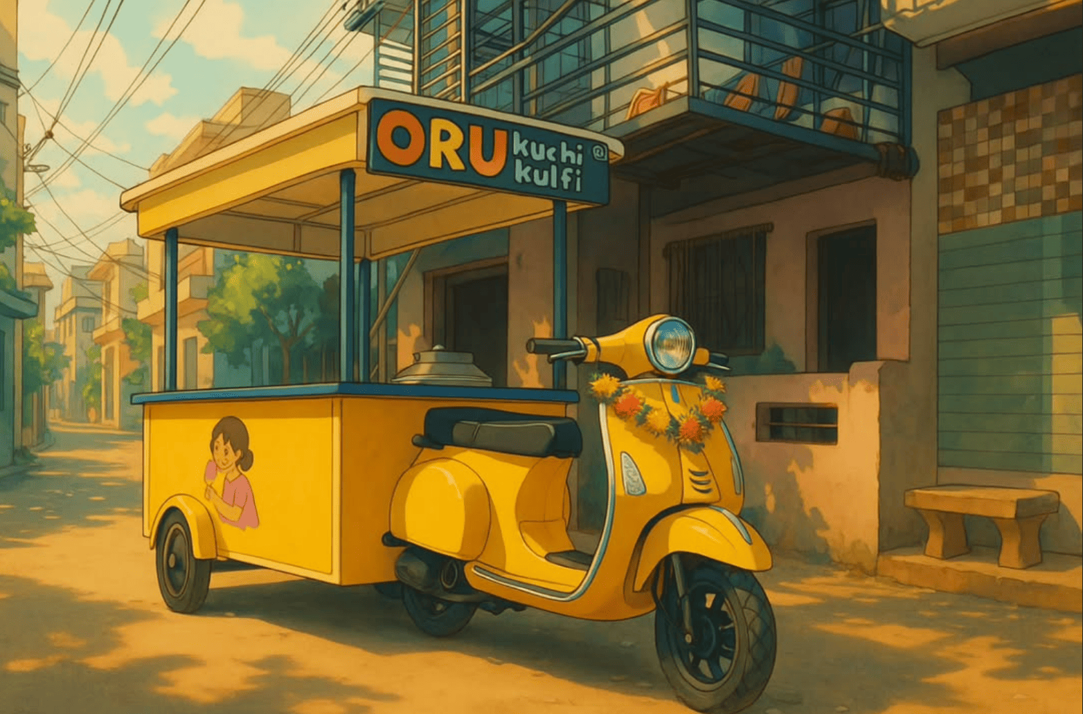 Oru Kuchi Oru Kulfi cart serving fresh kulfi